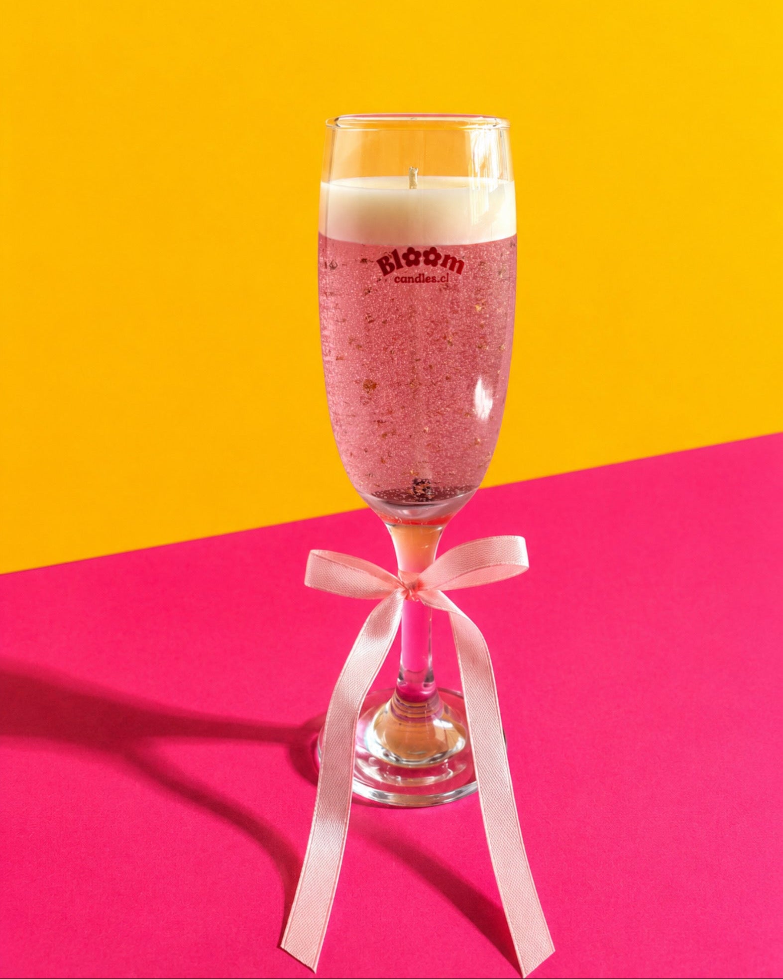 Pink champagne candle
