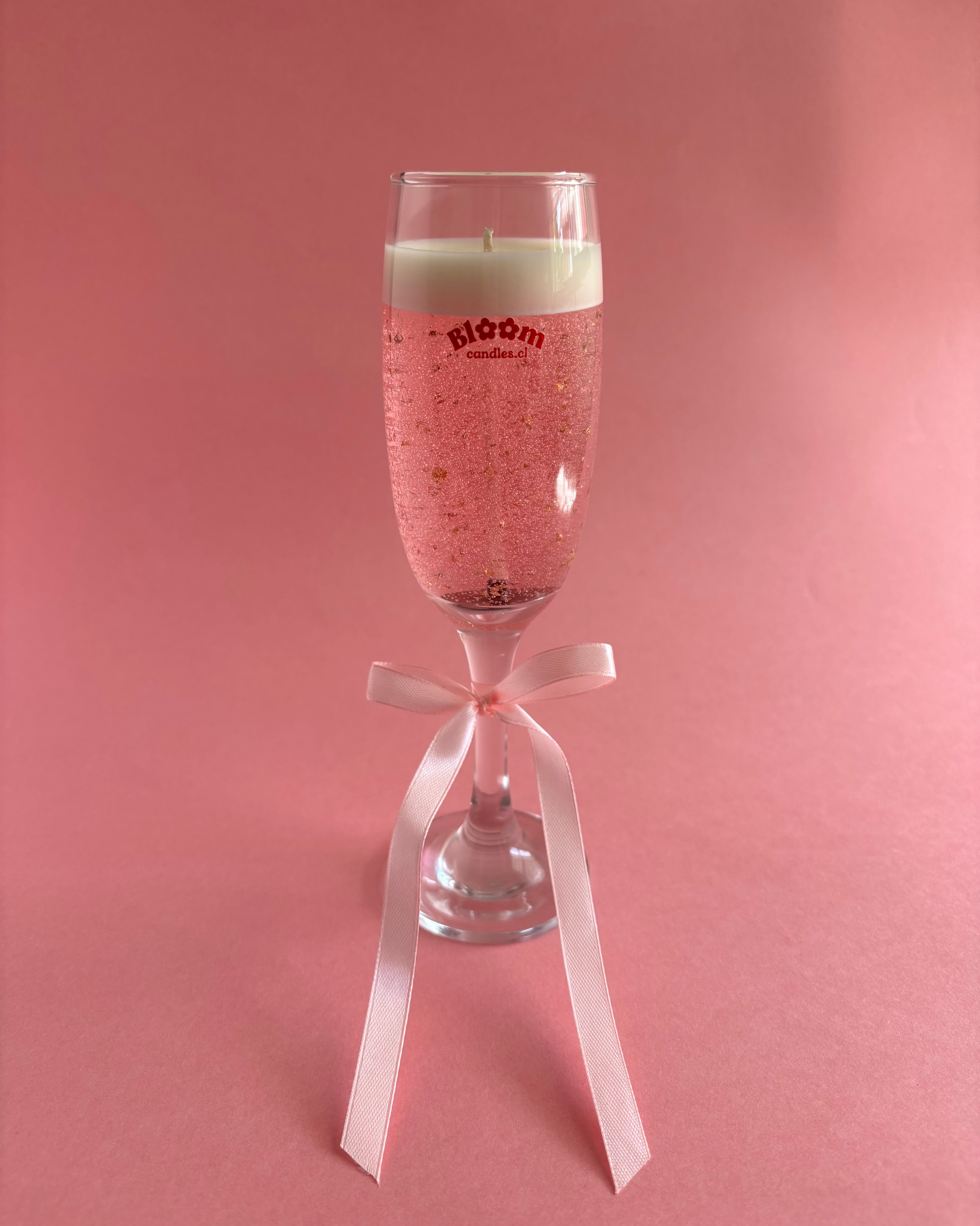 Pink champagne candle