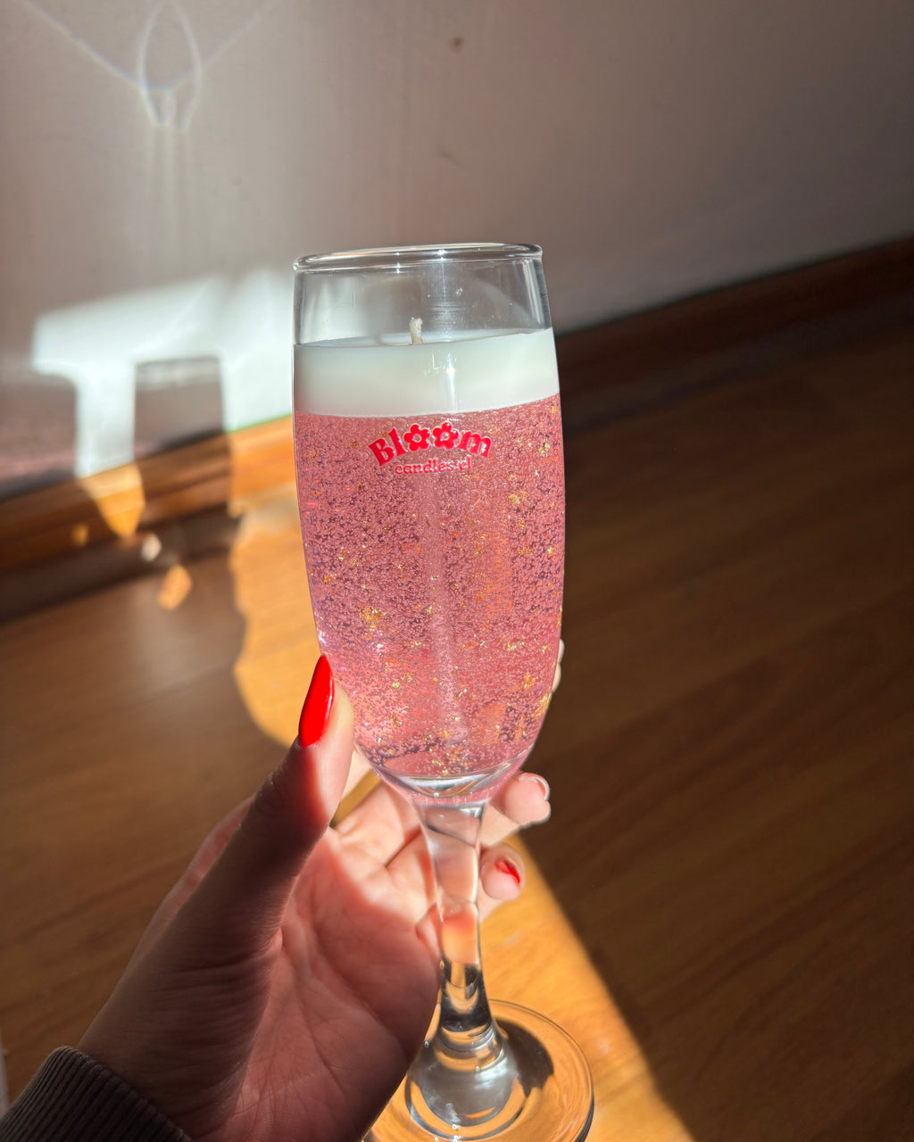 Pink champagne candle